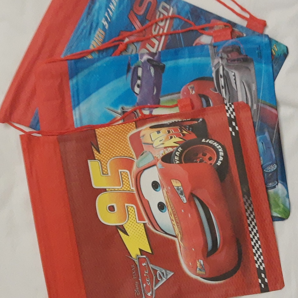 Disney Pixar Cars 2 Lightning McQueen Drawstring Tote Bags Party Favors 12 Pcs - Picture 10 of 11